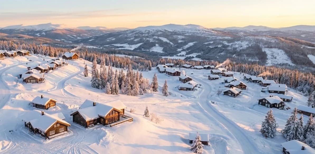 Snødekt hytte på Norefjell